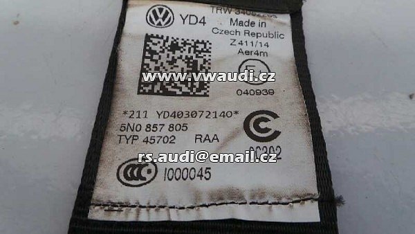 5N0 857 805  Bezpečnostní pás  VW Tiguan 5N zadní levý - 2