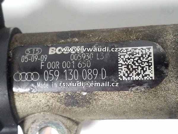  059 130 089 D A6 4F 3.0 TDI 2006 LHD VSTŘIKOVÁNÍ PALIVA A SNÍMAČ TLAKU OEM 059130089D 0281002691 - 2