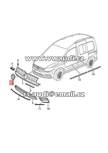 2K5 853 601 A 2K5853601A JZA- znak  maska ​​chladiče přední Caddy od 10/2016 - 3