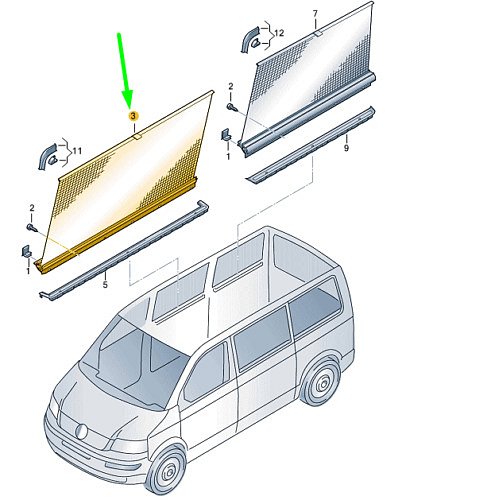 VW T5 sluneční roletka posuvné dveře pravé